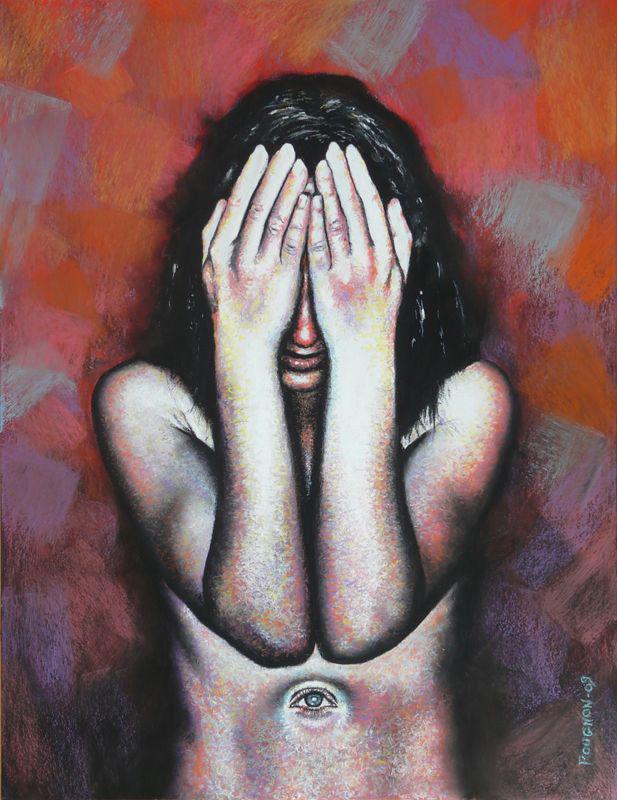 La Dame de coeur, Pastel sec, 50 x 65 cm, 2009, Xavier POUGNON