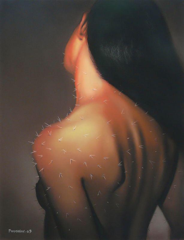La Dame de pique, Pastel sec, 50 x 65 cm, 2009, Xavier POUGNON